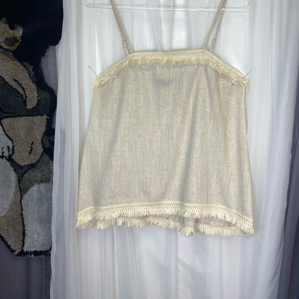 CHICME Beige Boho Fringed Top